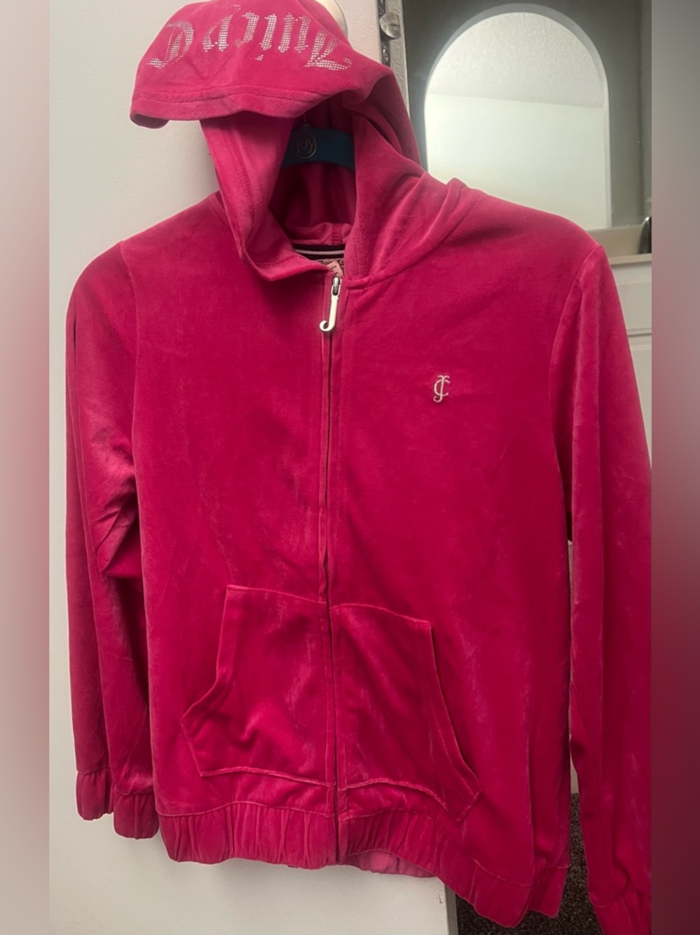 Juicy Couture Hot Pink Velour Zip Hoodie Girls Xl